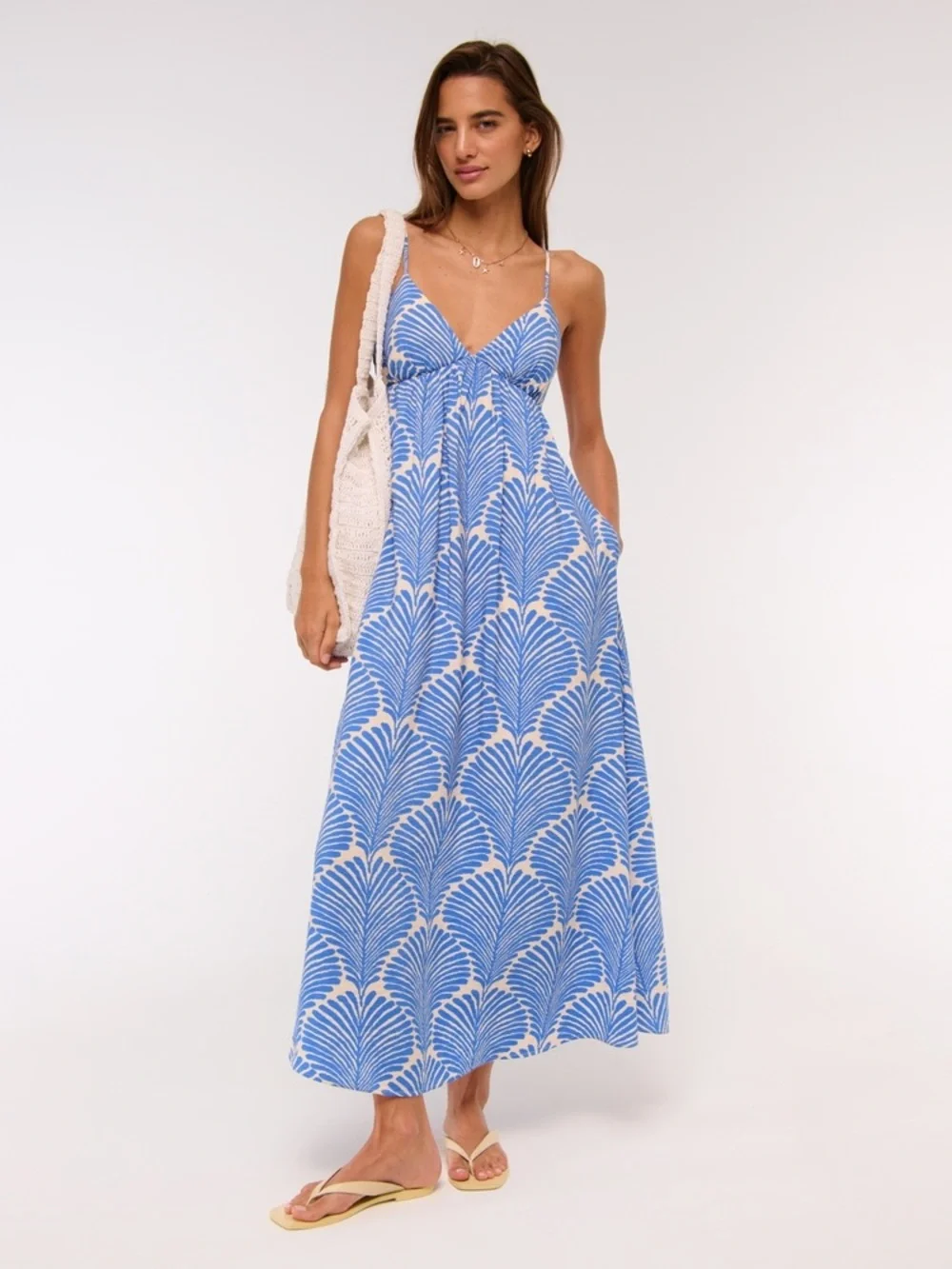 Abercrombie Blue & White Patterned Clasped Back Dress